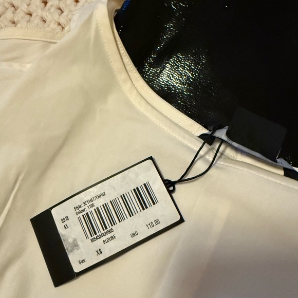 Armani Exchange Cream Blouse with Tie Sleeves - Picture 3 of 4